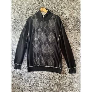 BKE Sweater Mens Large Athletic Fit 1/4 Zip Mock Ribbed Knit Charcoal Gray